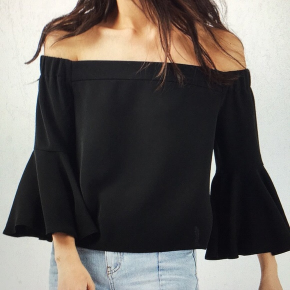 TOPSHOP Black Flared Cuffs Sleeves Size 2